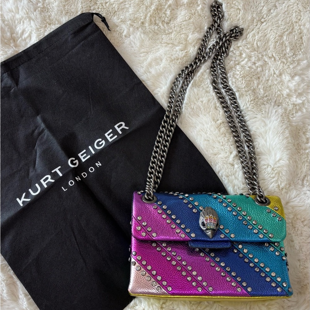 Kurt Geiger Red and Pink Crossbody Bag with Chain Straps